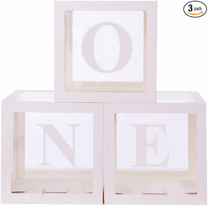 HUAXI White One Boxes for 1st Birthday, One Balloon Box by HUAXI