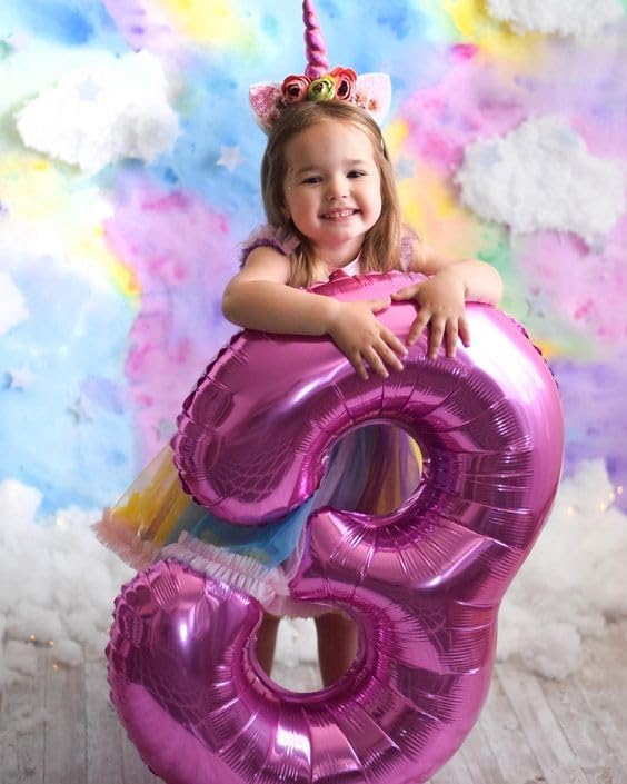 Number Balloons Hot Pink 3 Balloon 40 inch - Image 2