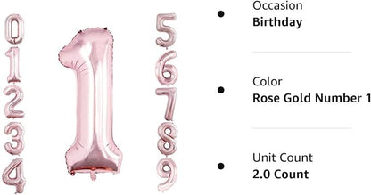Rose Gold Foil Balloons Number 1, Huge Number Balloons - Image 5