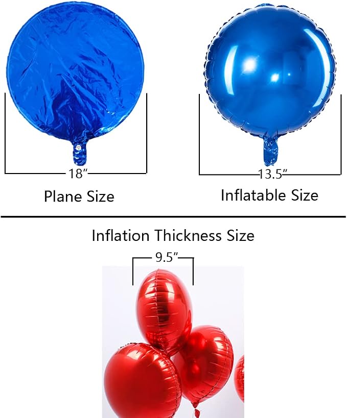 18" Blue Round Shaped Foil Balloons Mylar Helium Balloons - Image 2