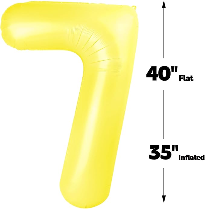 Yellow Number 7 Balloon 40 inch, Balloon numbers party supplies, deco photo - Image 3