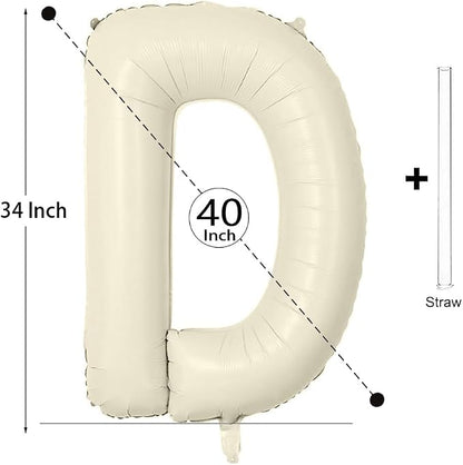 Letter Balloon 40Inch Cream White Big Alphabet Balloons Letter D | Giant Foil - Image 2