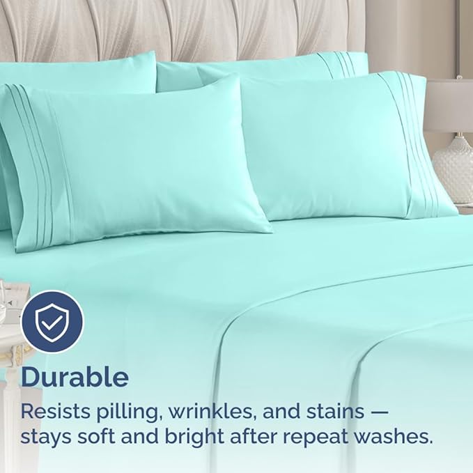King Pillow Cases Set of 8 - Ultra Soft Hotel Quality Pillowcase Covers - Comfy & Wrinkle Free - Shrink, Stain & Fade Resistant - Easy-Care, Machine Washable Pillow Protectors - 8 Piece Set - Spa Blue