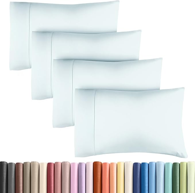 King Pillow Cases - 4 Pack - Super Soft Pillowcase Covers - Envelope Enclosure - Hotel Quality Pillow Protectors - Wrinkle Free, Shrink and Stain Resistant - Machine Washable - 20" x 40" (Ice Blue)