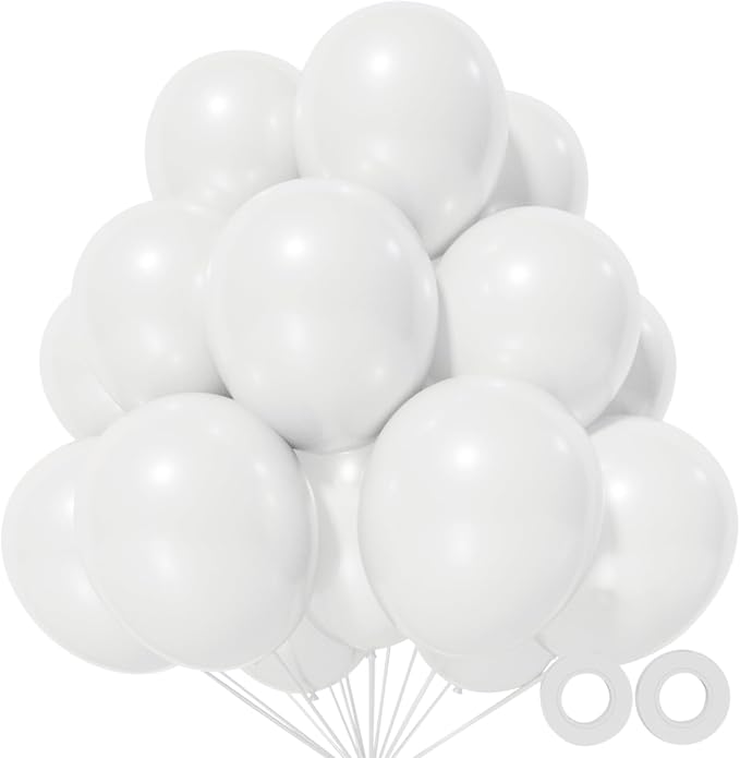 110pcs White Balloons 12 inch by KUULBELAballoons