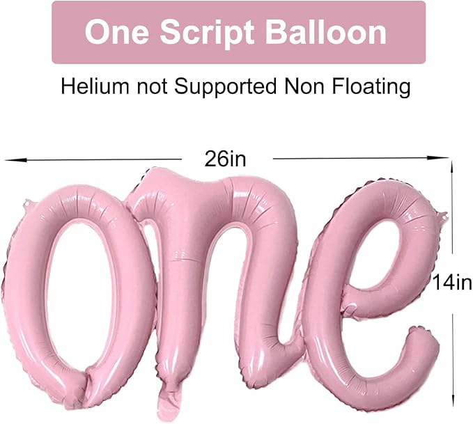 Upgraded Thickened 2Pcs Matte Pink 40" Number 1 and 26" Letter One Balloons | - Image 2