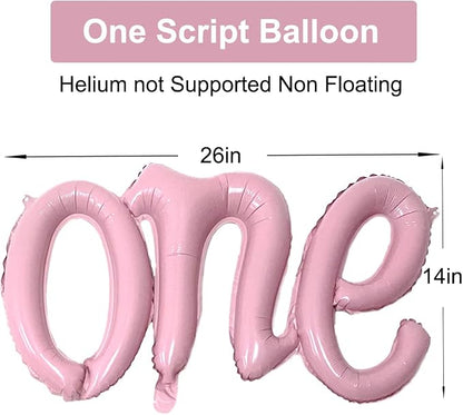 Upgraded Thickened 2Pcs Matte Pink 40" Number 1 and 26" Letter One Balloons | - Image 2