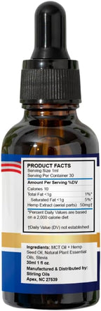 Stirling Organic Hemp Oil - 400,000mg Natural Berry Flavor - Enhances Sleep and Helps Reduce Discomfort - THC-Free, Non-GMO, Gluten-Free, High in Omega 3 6 9 - Premium U.S. Hemp Seed Oil