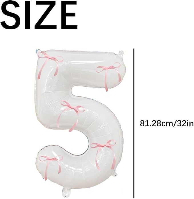 32 Inch White Number Foil Balloon - Image 4