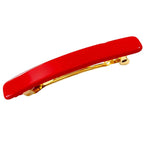 French Amie Rectangular Handmade Small Hair Barrette 2 1/4 Inch with Metal Clasp, Cellulose Acetate Hair Clip Grip for Women & Girls, Strong Hold for Fine Hair, Bangs, and Half-Up Styling (Red)