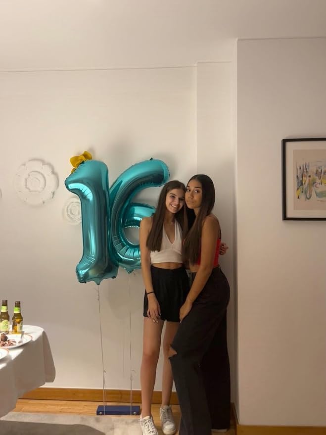 Teal Blue Number 6 Balloon 40 inch, Balloon numbers party supplies, deco photo - Image 4