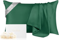 THXSILK 100% Mulberry Silk Pillowcase for Hair and Skin Health, Hidden Zipper, 6A+ Silk Both Sides Smooth, Breathable and Natural, Sleep Pillow Case (Standard 20"x26", Emerald Green)