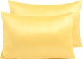 NTBAY Zippered Satin Pillow Cases for Hair and Skin, Luxury Queen Hidden Zipper Pillowcases Set of 2, 20x30 Inches, Yellow
