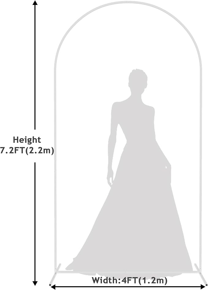 Asee'm 7.2FT White Metal Arch Backdrop Stand Wedding Balloon Background | - Image 2