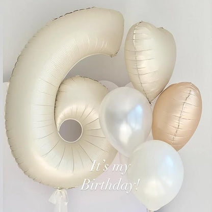 40 inch Cream White Number Balloon Giant Foil Helium Balloons Beige Number 6 - Image 7