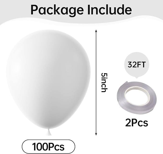 White Balloons, Birthday Decoration, Wedding Party, Baby Shower Decorations - Image 2