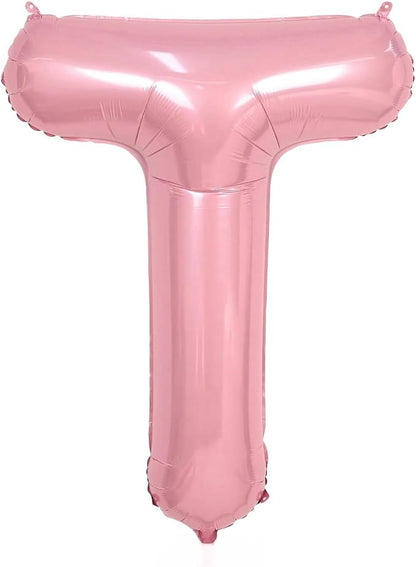 Pink Letter T Balloons, T Balloon 40 Inch Foil Helium T Balloon Letter | Pink T by BBPOOL