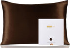 ZIMASILK 100% Pure Mulberry Silk Pillowcase for Hair and Skin Health,Soft and Smooth,Both Sides Premium Grade 6A Silk,600 Thread Count,with Hidden Zipper,1pc(Standard 20''x26'',Chocolate)