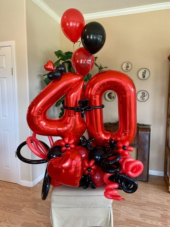 Red 6 Balloon - Number Balloon 40 Inch, 6th Red Birthday Decorations | Large - Image 3