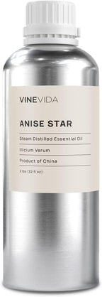 VINEVIDA Anise Star Essential Oil 32 oz - Undiluted for Candlemaking and Soap Making - DIY Candle Scents - Bulk Oil Safe for Skin