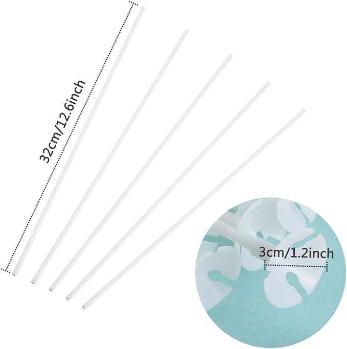 PP OPOUNT Upgraded Version 100 Pieces White Plastic Balloon Sticks Holders | - Image 3