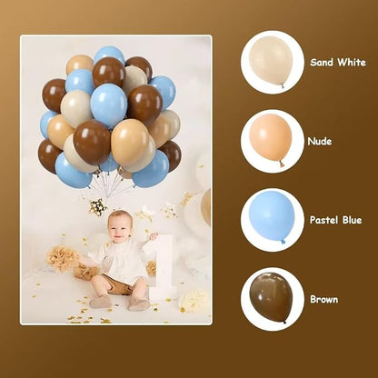 Blue and Brown Balloons, Light Baby Blue Cream Beige Apricot Coffee Party - Image 4