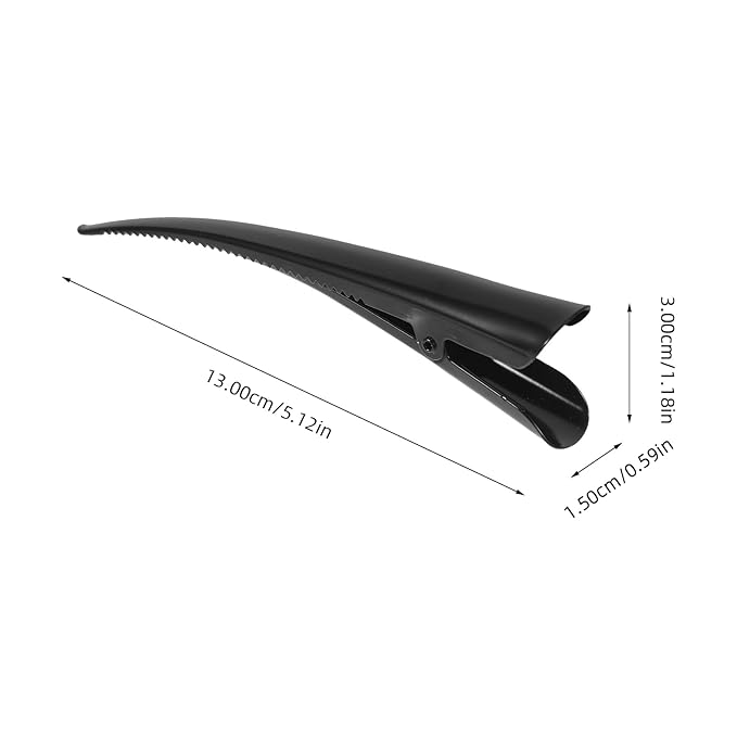 3pcs Duckbill Hair Clips with Teeth, Large Alligator Hair Clips Non-Slip Duckbill Metal Clips for Styling Salon Sectioning (Black)