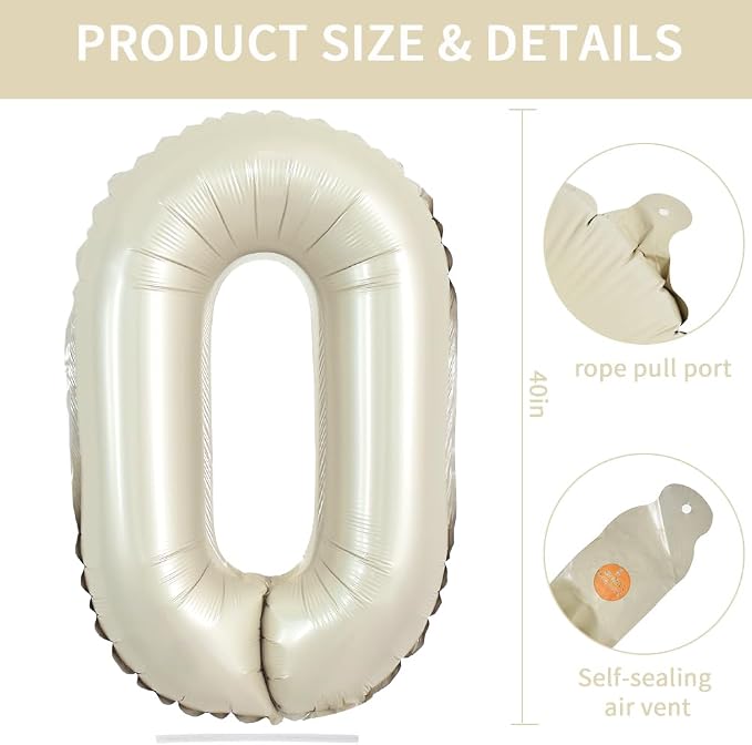 TONIFUL 40 Inch Large Cream White Letter O Balloons Giant Alphabet Letter - Image 2