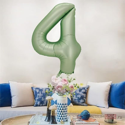 Number 4 Balloon, 40-Inch Sage Green Number Balloon | 40-inch foil balloon - Image 6