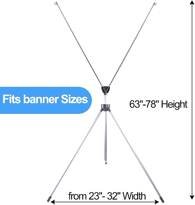 Adjustable X Banner Stand, Fits 23 to 32 Inch Wide and 63 to 78 Inch Tall - Image 2