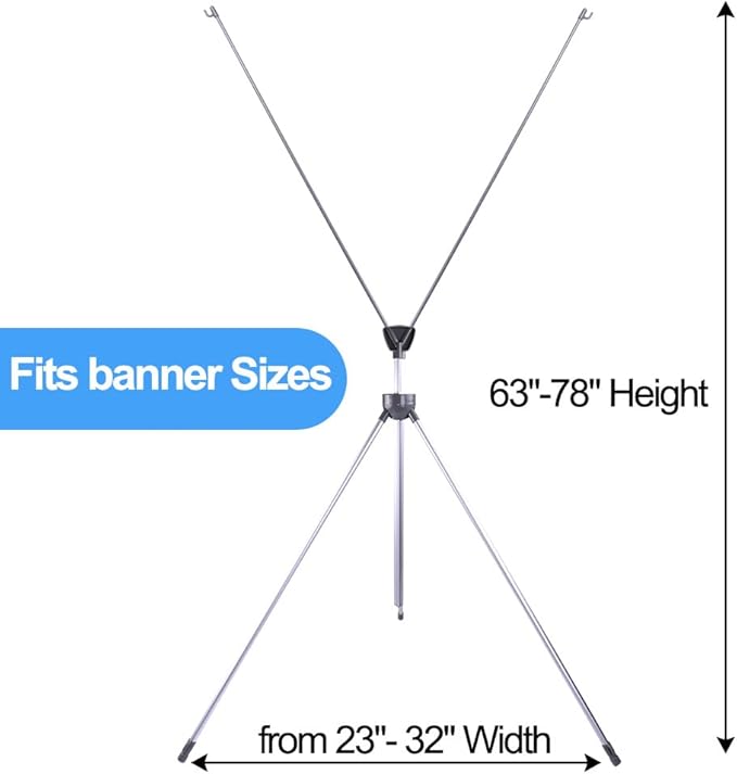 Adjustable X Banner Stand Fits Any Banner Size Width 23" to 32" and Height 63" - Image 3
