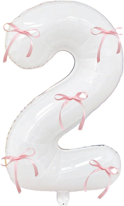 32 Inch White Number Foil Balloon by Tsangbaby