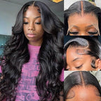 Body Wave Lace Front Wigs Human Hair Pre Plucked 180 Density 13x6 HD Transparent Lace Frontal Wigs Human Hair for Women Glueless Wigs Human Hair with Baby Hair 20Inch