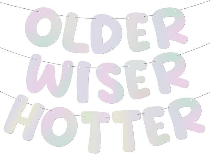 Fulmoon Set of 3 Pre Strung Older Wiser Hotter Glitter Banner Funny Birthday by Fulmoon