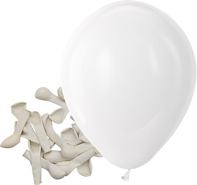 Bezente White Balloons Latex Matte Party Balloons 150 Pack 5 inch Small | White by Bezente
