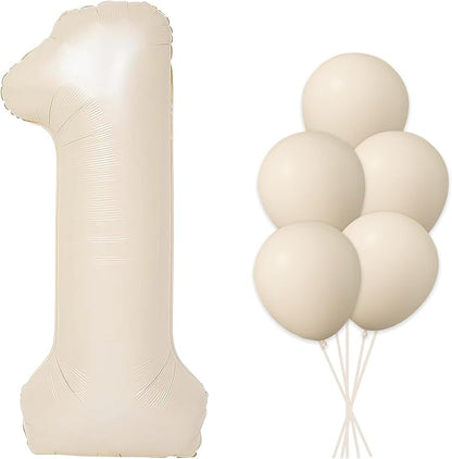 40 Inch Beige Large Number 1 Foil Balloon Set | by Home