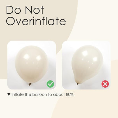 Awenztech 122pcs White Sand Balloons 18 12 10 5 inch Different Sizes Beige - Image 5