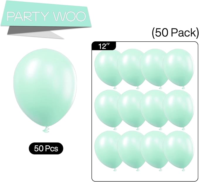 PartyWoo Teal Balloons 50pcs Turquoise Latex Helium Balloons 12 Inch | - Image 6