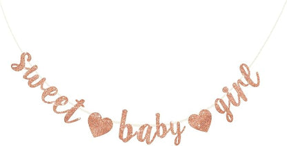 BEISHIDA Pre-Strung Glitter Rose Gold Girl Baby Banner Baby Shower Decor | NO by Beishida