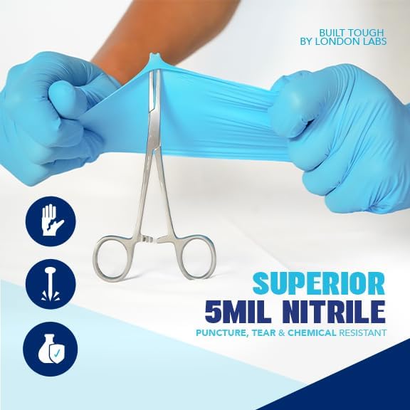 Sky Blue 5 Mil Nitrile Exam Gloves Disposable Latex Free | Medical Rubber Gloves for Doctors, EMT, First Aid Kit, Food Service & Cleaning | Bulk Nitrile for Mechanics (100 CT) - XX-Large