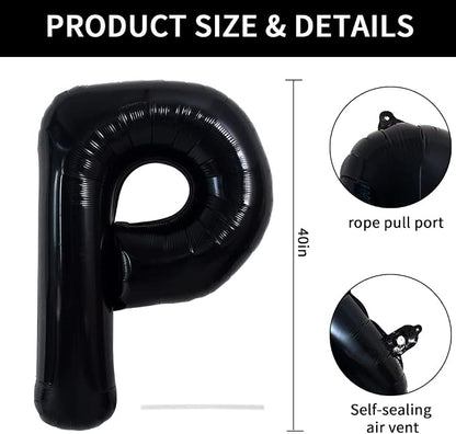 TONIFUL 40 Inch Large Black P Letter Balloon - Image 2