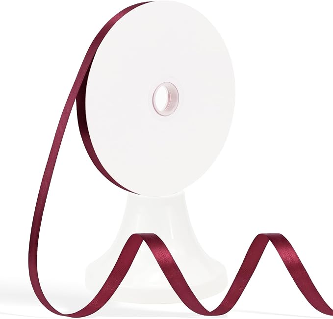 Wine Red Ribbon 3/8 Inch 120 Yards, Burgundy Satin Ribbon by Unknown
