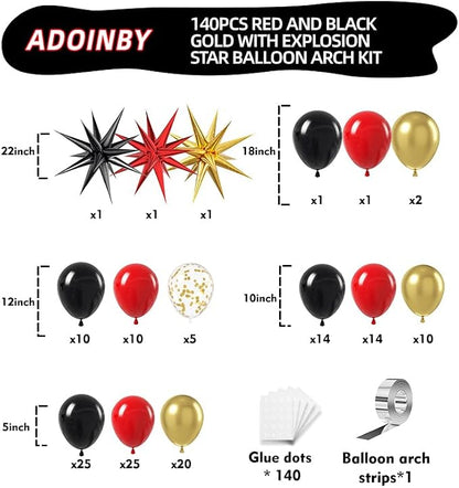 Red and Black Gold Balloon Arch Kit - Image 2
