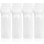 BLAAROOM Root Comb Applicator Bottle 6 Ounce, 4 Pack Hair Oil Applicator with Root Comb Brush for Scalp Hair Oiling - White
