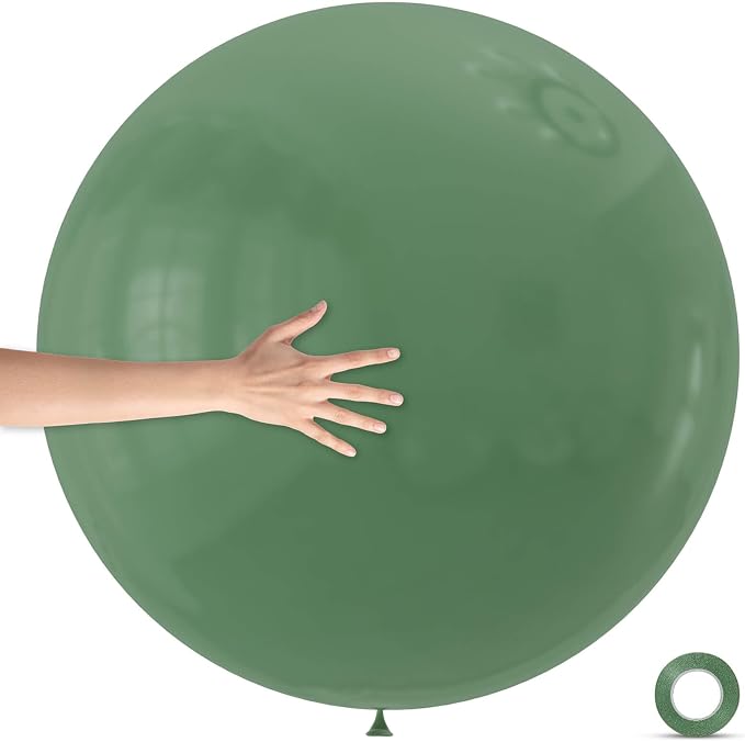 5Pcs Sage Green Big Balloons 36 Inch, Round Large Latex Party Balloons by Qikoolaa