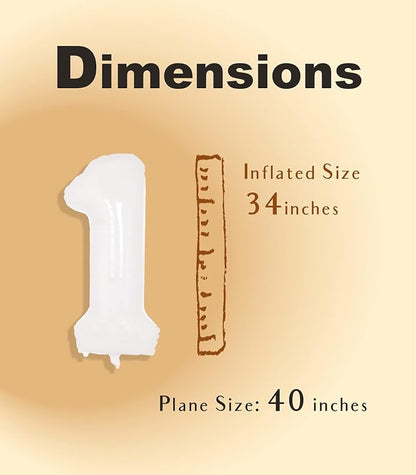 SUWEN 40 Inch White Large 1 Balloon Number Big Foil Helium Numbers 0-9 | Giant - Image 4