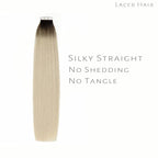 Lacer Blonde Tape in Hair Extensions Human Hair 40pcs 100g 14 Inch Rooted Darkest Brown to Platinum Blonde Invisible Hair Extensions Real Human Hair Straight Tape in Extensions Human Hair