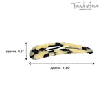 French Amie Clic Clac Large Handmade Celluloid Acetate Set of 2 Snap Hair Clips No Slip Side Slide-in Barrette for Women and Girls (White Tokyo)