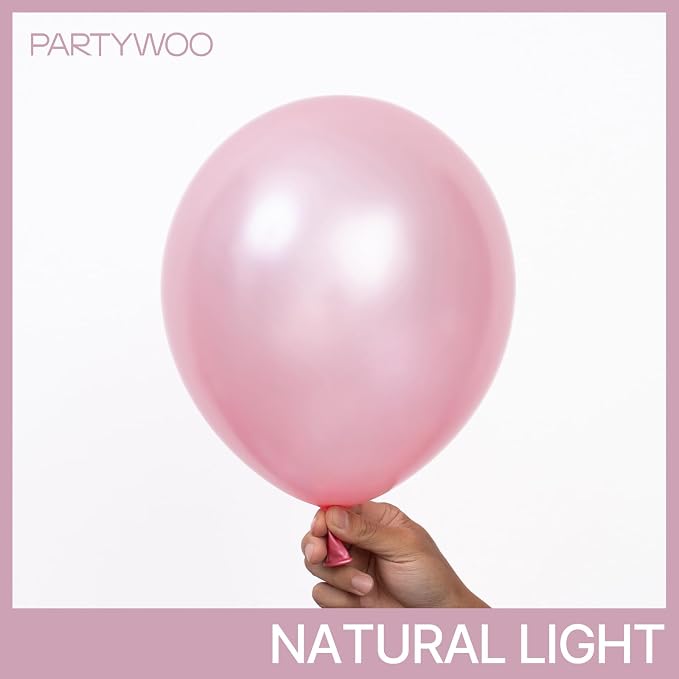 PartyWoo Pearl Pink Balloons 50pcs Light Pastel Baby Pink Color | 12 Inch - Image 2