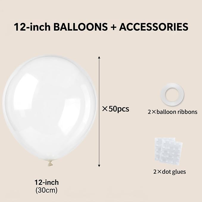 50pcs 12 Inch Clear Latex Party Balloons | Premium Transparent Balloons - Image 2
